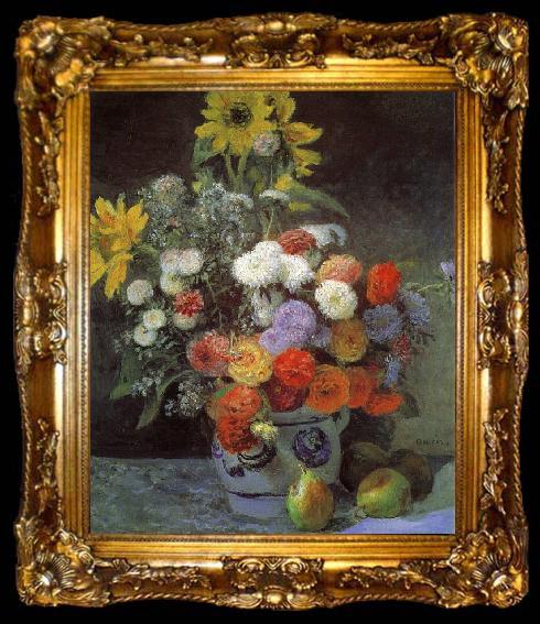 framed  Pierre Renoir Mixed Flowers in an Earthenware Pot, ta009-2